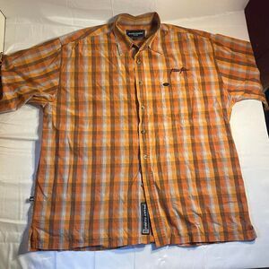 Vintage Phat Farm Orange Plaid Short Sleeve Shirt XXL Y2K Streetwear Baggy